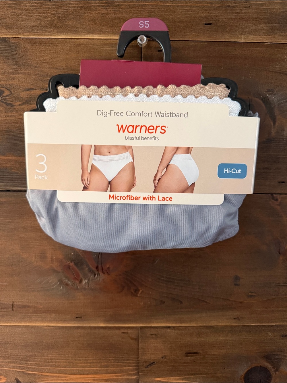 Warner's 3-Pack Hi-Cut Panties in White, Cream, and Light Gray